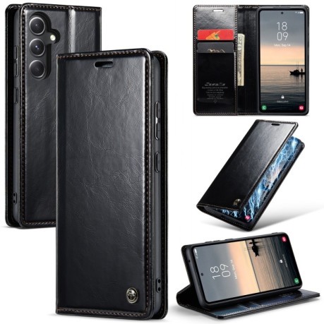 Кожаный чехол-книжка CaseMe 003 Series с магнитной крышкой на Samsung Galaxy S23 FE - черный