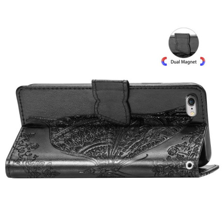 Чехол-книжка Butterfly Love Flower Embossed для iPhone 16e - черный