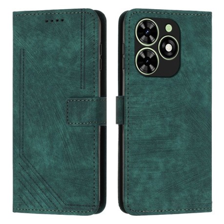 Чехол-книжка Skin Feel Stripe Pattern для Infinix Smart 8 - зеленый