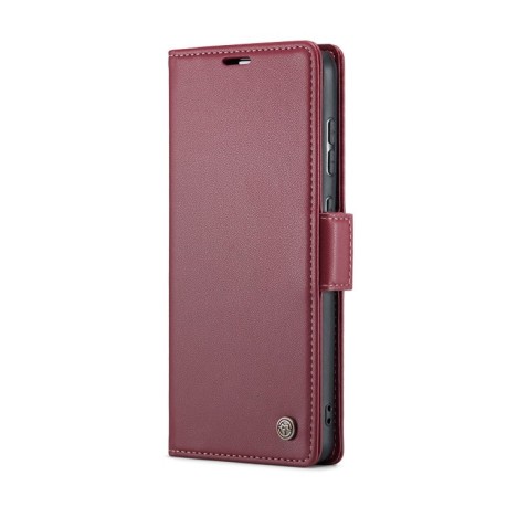 Чехол-книжка CaseMe 023 Butterfly Buckle Litchi Texture RFID Anti-theft Leather для Samsung Galaxy A55 5G - винно-красный