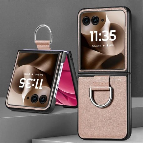 Противоударный чехол Litchi Texture на Motorola Razr 60 Ultra - серый