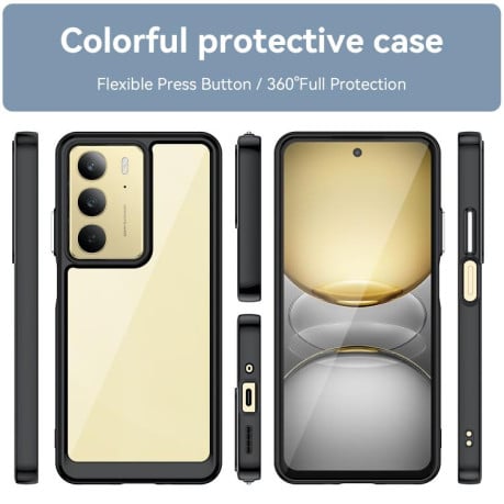 Противоударный чехол Colorful Acrylic Series с цветной силиконовой боковиной на Realme C75 - черный