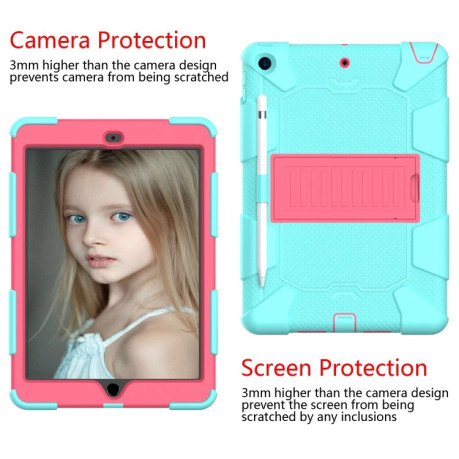 Протиударний чохол Two-Color Silicone Protection з тримачем для стілусів на iPad 9/8/7 10.2 (2019/2020/2021) - бірюзово-рожевий