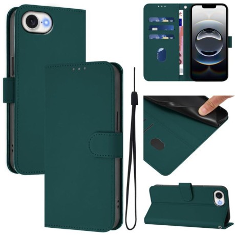 Чохол-книжка з м'яким покриттям (Skin Feel) зі шнурком на iPhone 16e - зелений