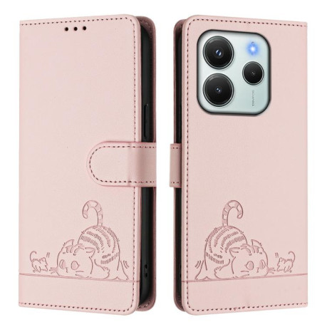 Чохол-книжка Cat Embossing Pattern на Xiaomi Redmi Note 14 4G 164.84mm - рожевий