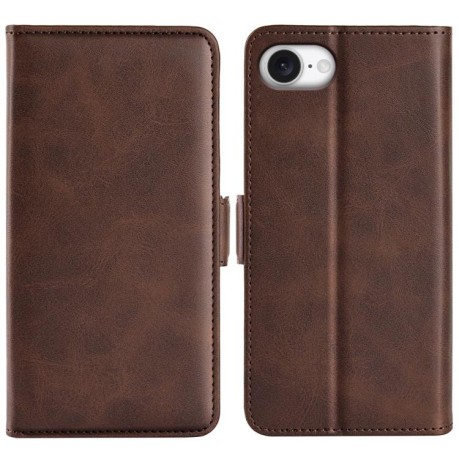 Чехол-книжка Dual-side Magnetic Buckle для iPhone 16e - коричневый
