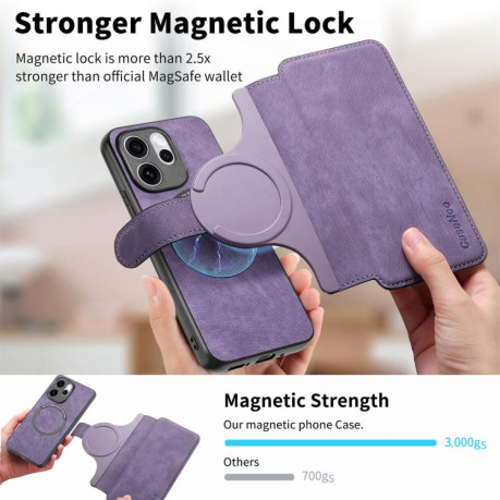 Чохол-книжка CaseNeo MagSafe RFID Anti-theft Retro Leather на OPPO Reno15 Pro 5G Global — фіолетовий