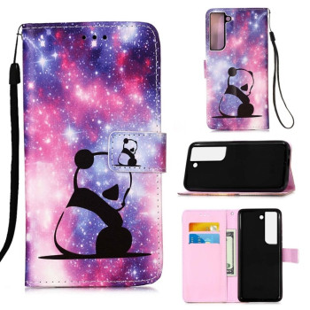 Чохол-книжка Colored Drawing Pattern для Samsung Galaxy S22 5G - Baby Panda