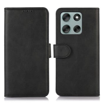 Чохол-книжка з фактурою Cow та магнітним хлястиком на Motorola Moto G56 5G - чорний