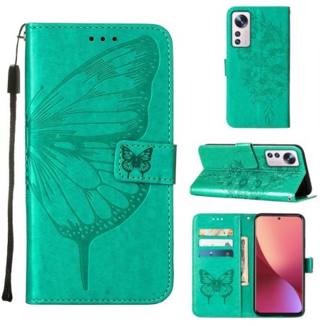 Чохол-книжка Embossed Butterfly для Xiaomi 12 Lite - зелений