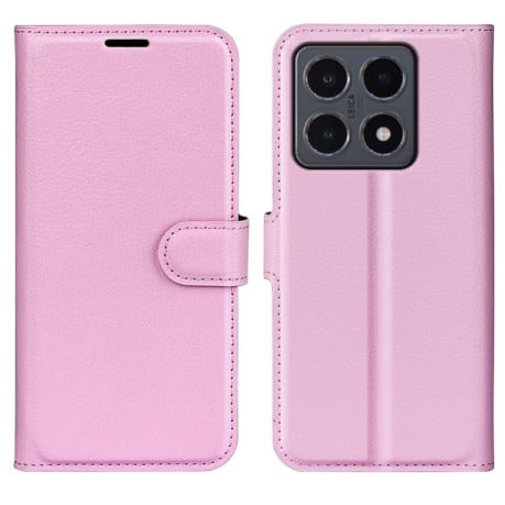 Чехол-книжка с фактурой Litchi и магнитным хлястиком на Xiaomi 15T - розовый