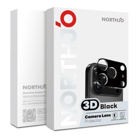 Комплект защитных стекл на камеру 2pcs NORTHJO Camera Lens Protector 3D HD Tempered Glass на iPhone 17 - черный