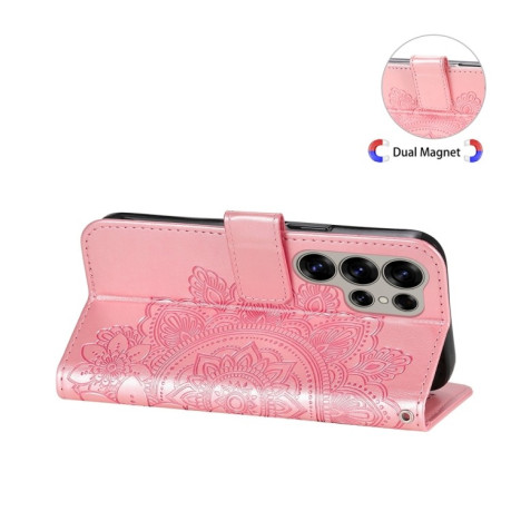 Чохол-книжка 7-petal Flowers Embossing  для Samsung Galaxy S25 Ultra 5G - рожеве золото
