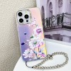 Чехол Electroplating Laser Flower Phone Case with Wrist Strap  для iPhone 16 Pro - Zinnia