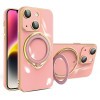 Противоударный чехол Multifunction Electroplating MagSafe Holder для iPhone 15 - розовый