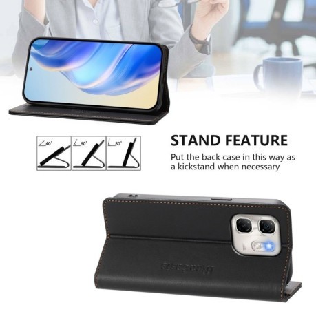 Чехол-книжка RC01 Dual-Folded Magnetic Suction RFID Leather на Infinix Hot 50i 5G / Smart 9 4G - черный