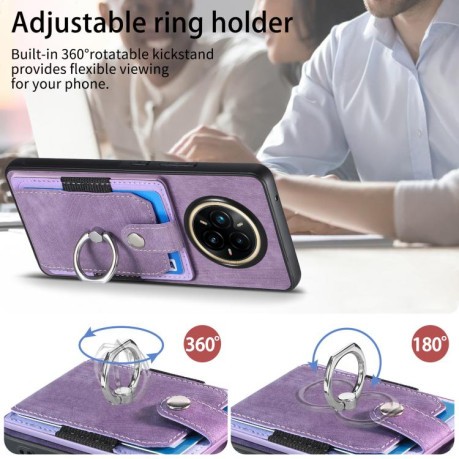 Чохол Retro Skin-feel Ring Card Wallet для Realme 14 Pro+ - фіолетовий