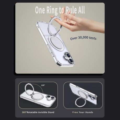 Чехол Kalebol с подставкой 360 и MagSafe на iPhone 17 - прозрачный