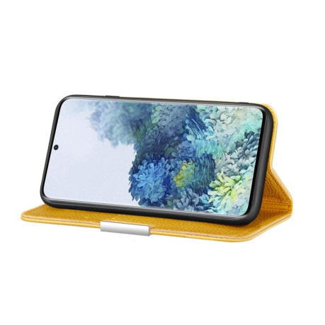 Чохол-книжка Litchi Texture Solid Color Samsung Galaxy S21 FE - жовтий