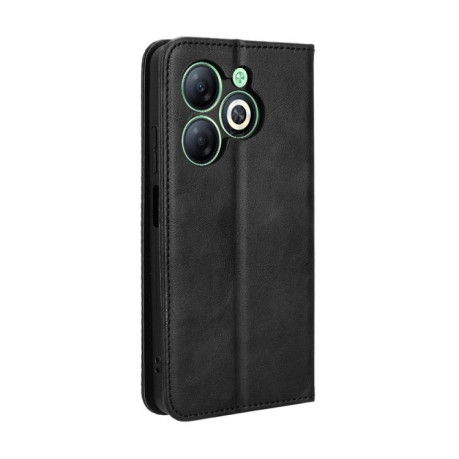 Чехол-книжка Magnetic Buckle Retro Crazy Horse Texture на Infinix Smart 8 - черный