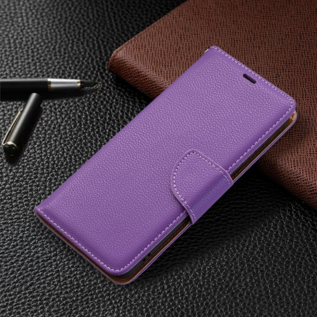 Чехол-книжка Litchi Texture Pure Color на Samsung Galaxy S21 FE - фиолетовый