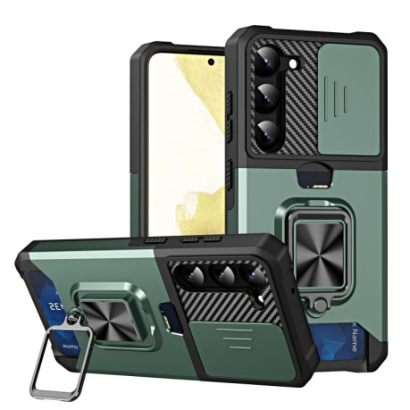 Противоударный чехол Sliding Camera Design для Samsung Galaxy S23 5G - зеленый