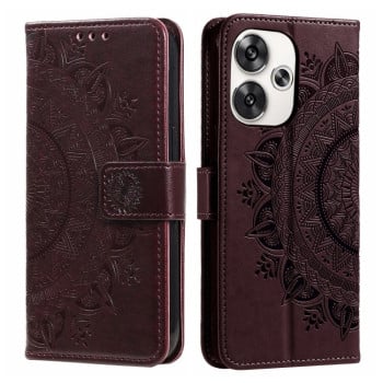 Чехол-книжка Totem Flower для Xiaomi Poco F6 - коричневый