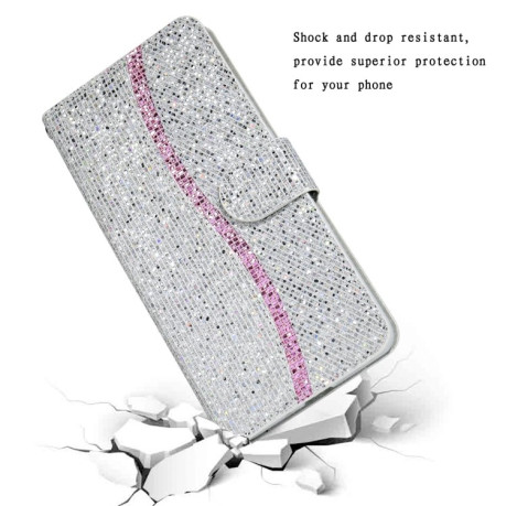 Чехол-книжка Glitter Powder для Samsung Galaxy A03s - серебристый