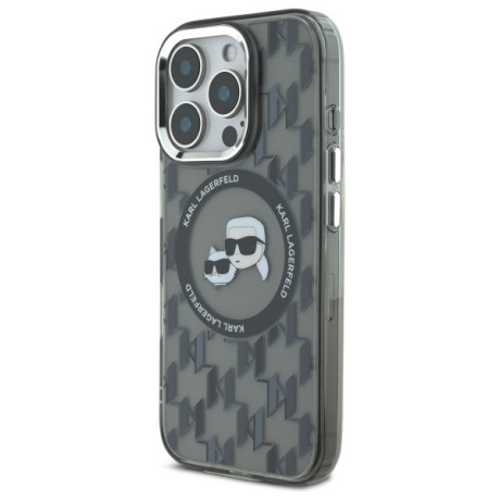 Оригінальний чохол Karl Lagerfeld IML Monogram Karl &amp; Choupette Head MagSafe для iPhone 16 Pro - Black