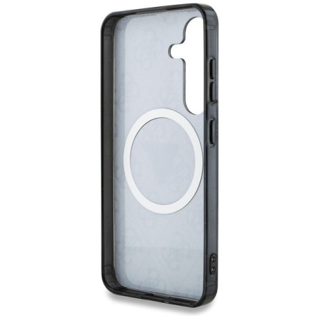 Оригинальный чехол Guess 4G Glitter Triangle Buttons MagSafe для Samsung Galaxy S25 - black