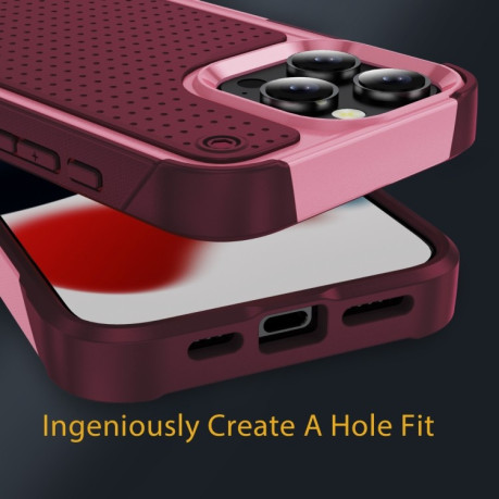 Протиударний чохол PC + TPU Shockproof Protective для iPhone 16 Pro - Pink+Dark Red