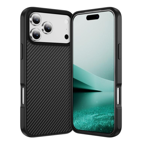 Ударозащитный чехол Carbon Fiber Texture Skin-feel Acrylic на iPhone 17 Pro Max - черный