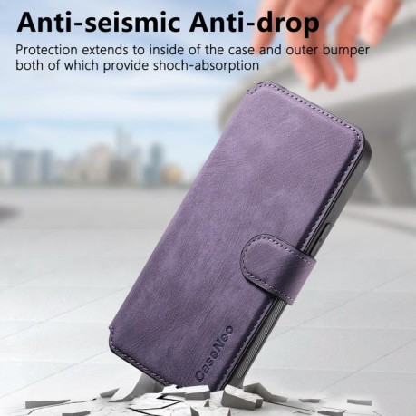 Чехол-книжка CaseNeo MagSafe RFID Anti-theft Retro Leather для iPhone 16e - фиолетовый