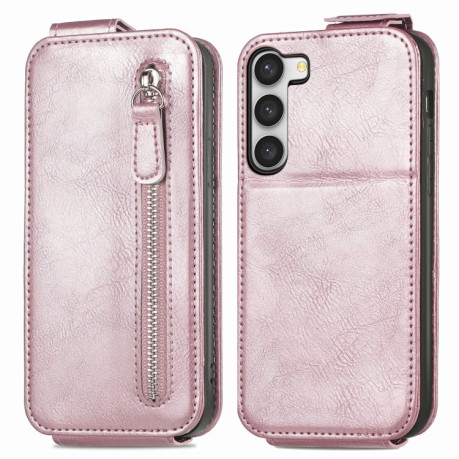 Флип-чехол Zipper Wallet Vertical для Samsung Galaxy S23+ 5G - розовое золото