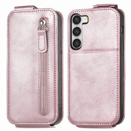 Флип-чехол Zipper Wallet Vertical для Samsung Galaxy S23 Ultra 5G - розовое золото