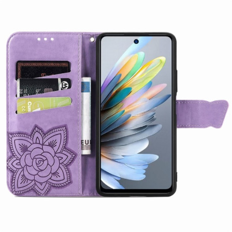 Чохол-книжка Butterfly Love Flower Embossed для Motorola Moto G35 - фіолетовий