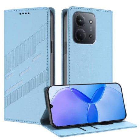 Чехол-книжка Embossed Multi-functional Wallet Retro Leather на Xiaomi Redmi 15C 5G / 4G EU 173mm - голубой