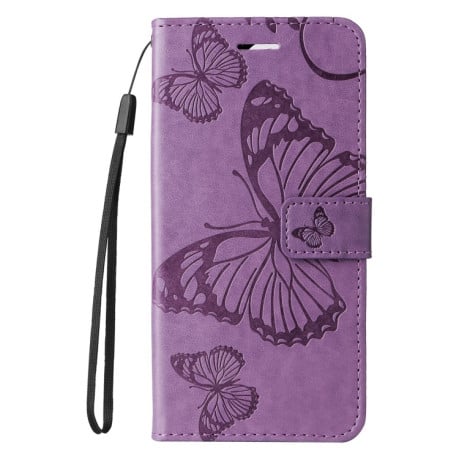Чехол-книжка Embossed Butterfly для Realme C65 4G - фиолетовый