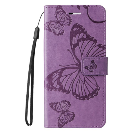 Чехол-книжка Embossed Butterfly для iPhone 16e - фиолетовый