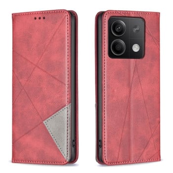 Чехол-книжка Rhombus Texture для Xiaomi Redmi Note 13 4G - красный