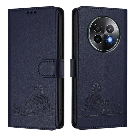 Чехол-книжка Cat Embossing Patternна на Realme 13+ 5G/13 Pro 5G/13 Pro+ - синий
