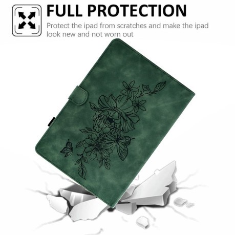 Универсальный Чехол-книжка Butterfly Peony Embossed для Планшета диагональю 10 - зеленый