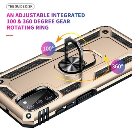 Противоударный чехол HMC 360 Degree Rotating Holder на Samsung Galaxy A03s - золотой