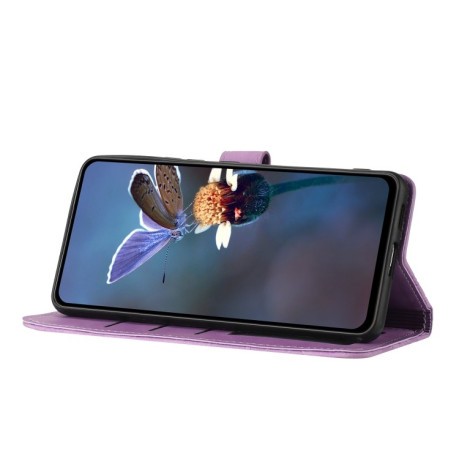 Чохол-книжка Flower Embossing Pattern для Xiaomi Redmi Note 14 4G - фіолетовий