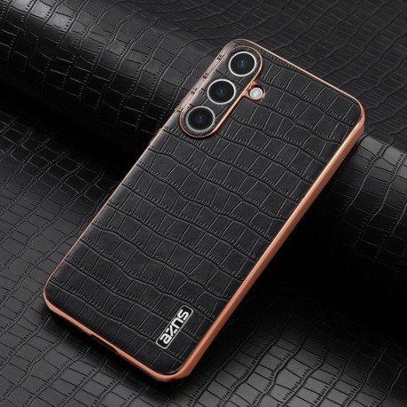 Чохол AZNS Electroplated Frame Crocodile Texture для Samsung Galaxy S25 5G - чорний