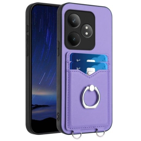 Противоударный чехол R20 Ring Card Holder для Realme GT Neo6 SE - фиолетовый