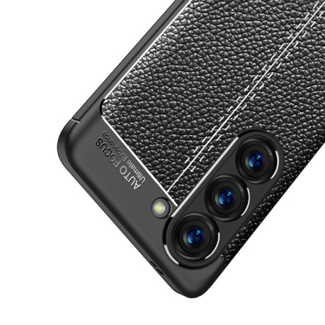 Противоударный чехол Litchi Texture на Samsung Galaxy S23+ 5G - синий