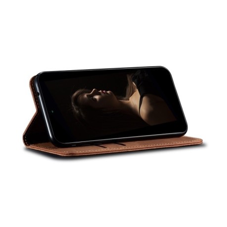 Чехол книжка Denim Texture Casual Style на Realme 13 Pro 5G Global - коричневый
