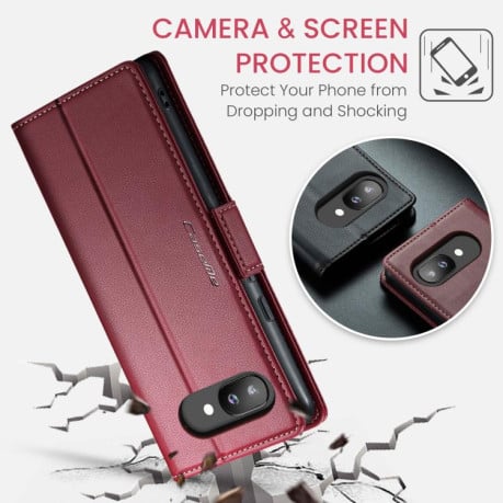 Чохол-книжка CaseMe 023 Butterfly Buckle Litchi Texture RFID Anti-theft Leather для Google Pixel 9a - червоний
