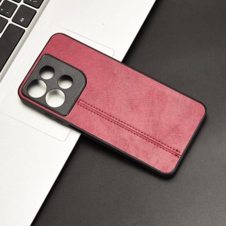 Чехол с прострочкой Sewing Cow Pattern на Motorola Moto G15 / G15 Power - красный